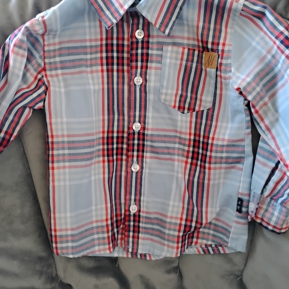 American Hawk Other - Stylish Kids' Red and Blue Plaid Button-Down Shirt